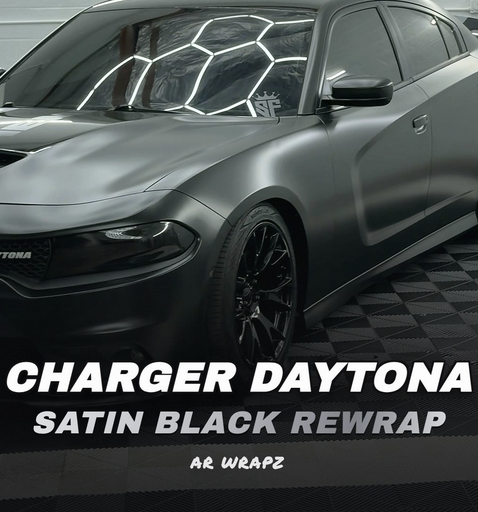 Charger Daytona wrapped in Satin Black Rewrap