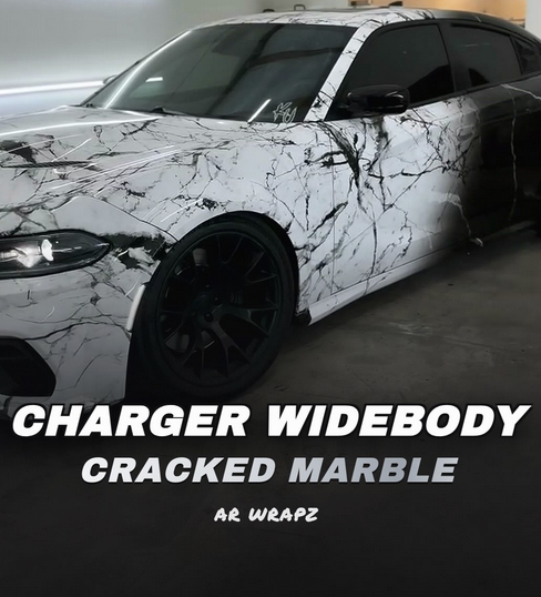 Charger Widebody wrapped in Cracked Marble